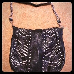 Black leather, studded bag